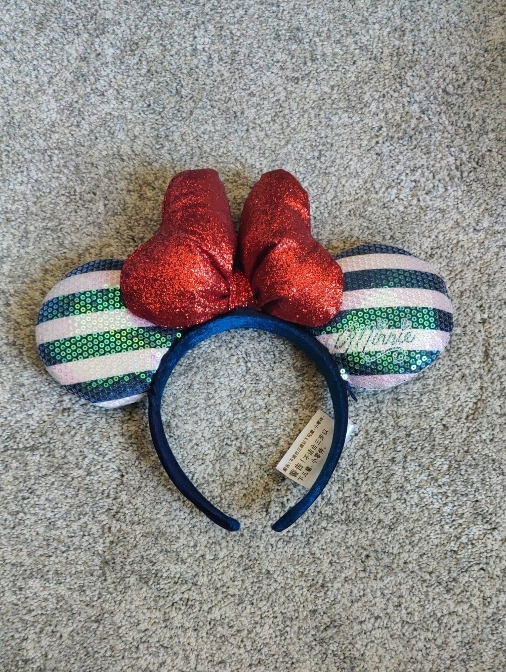 Disney Sequin Minnie Ear Headband with Sparkling Red Bow